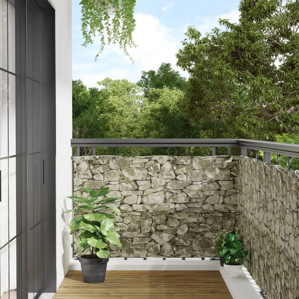 Paravento Da Balcone Con Aspetto Pietra 300x90 Cm Pvc /