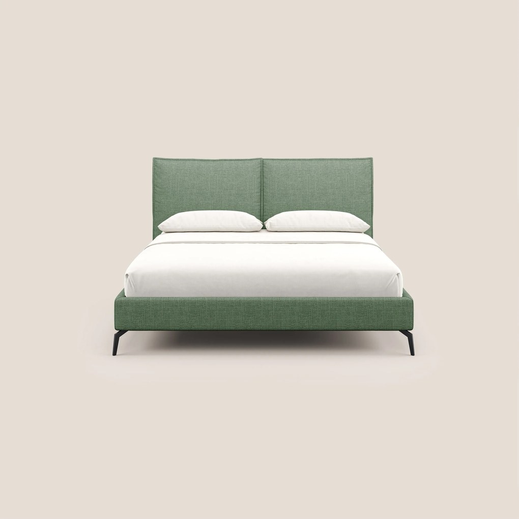 Cloe letto imbottito con piedi in metallo sfoderabile in tessuto fiammato impermeabile T06