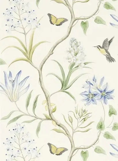 Exotische Tapete Clementine von Sanderson - Delft Blue