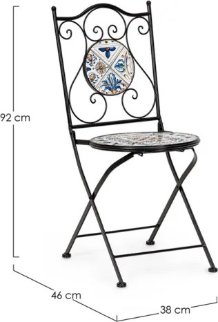 Set Bistrot Tavolo Mosaico 80x120 Cm Con 4 Sedie Pieghevoli Mykonos Bizzotto