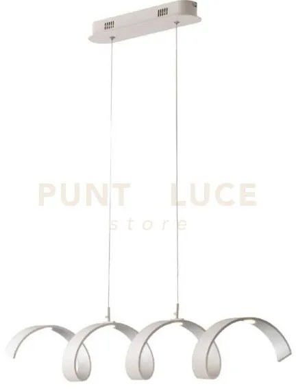 Lampadario a sospensione spirale led helix bianca e argento 20w 168...