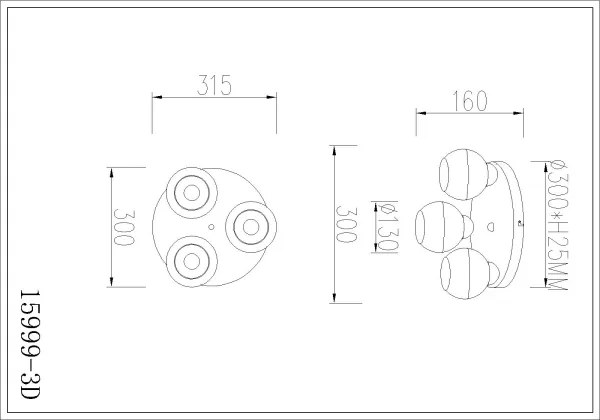 Globo 15999-3D - Plafoniera RAGUSA 3xE27/60W/230V Ø 31,5 cm