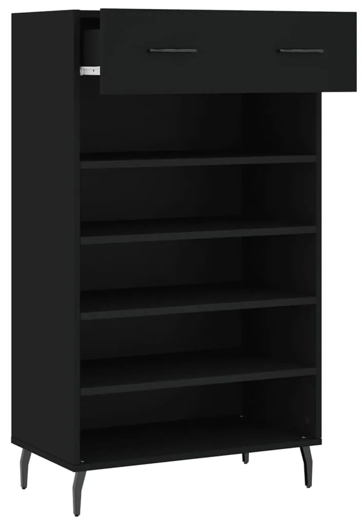 Scarpiera nera 60x35x105 cm in legno multistrato