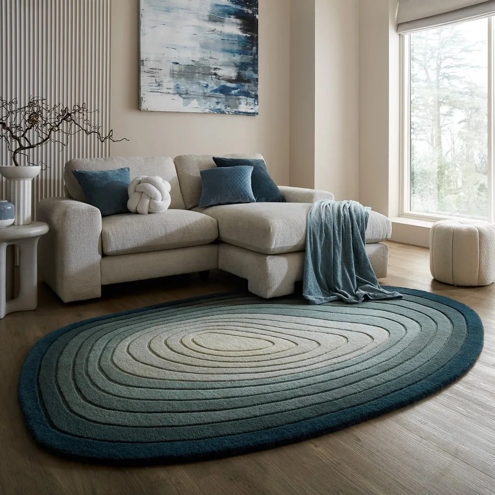 Tappeto blu in lana 200x290 cm Puddle Ombre Wool - Flair Rugs