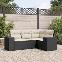 Set Divani da Giardino 4 pz con Cuscini Nero in Polyrattan 3222505