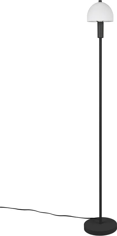 Lampada da terra nera con paralume in vetro (altezza totale 120 cm) Glenn – Trio