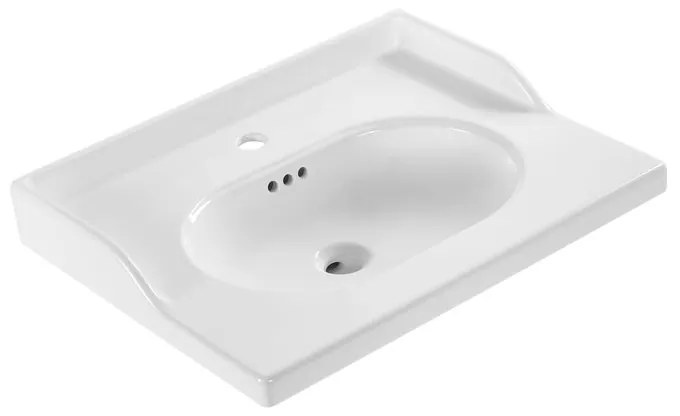 Lavabo integrale d'appoggio bacino al centro rettangolare Charm L 61.8 x H 20 x P 49.7 cm in ceramica charm bianco