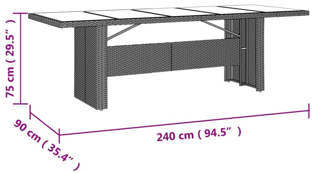 Set da Pranzo da Giardino 9 pz con Cuscini Beige in Polyrattan