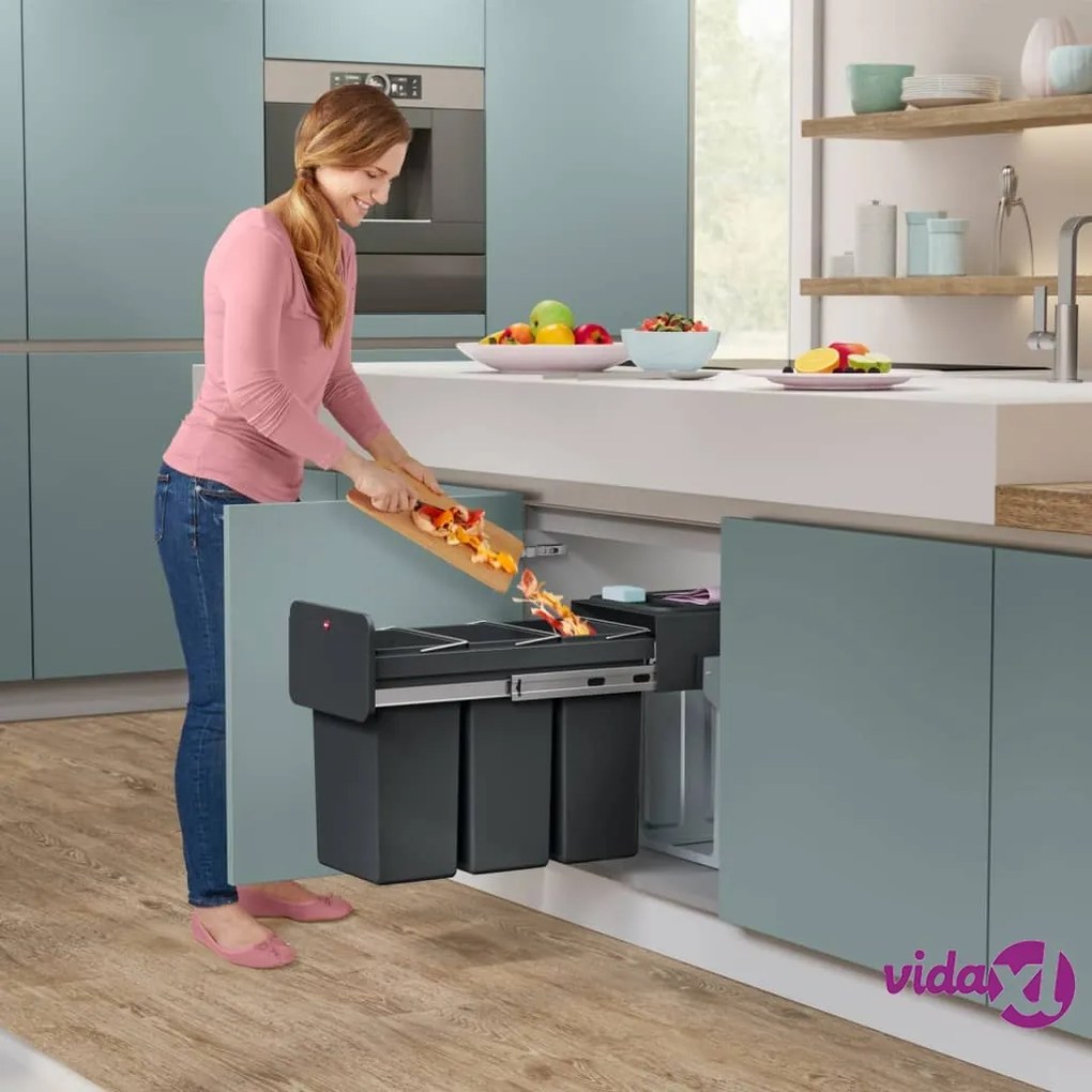 Hailo Secchio per Rifiuti Incorporato EcoLine 3x10L Nero