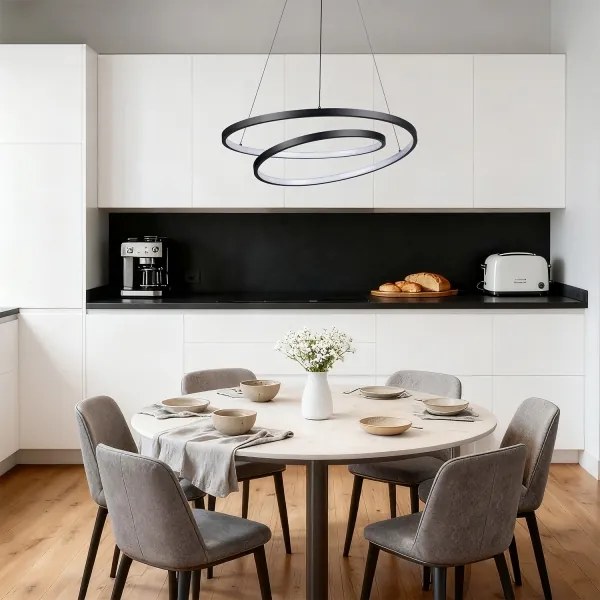 Brilagi-LED Lampada a sospensione dimmerabile con cavo TWISTER LED/48W/230V Ø 50 cm nero + telecomando