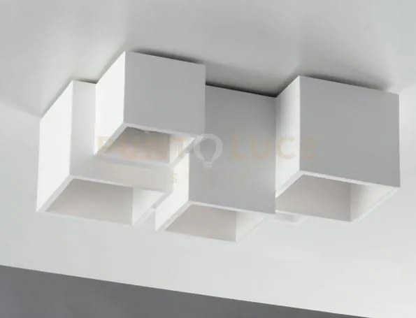 Plafoniera-faretto foster bianca 5 luci attacco gu10 37x24,8x 15cm ...