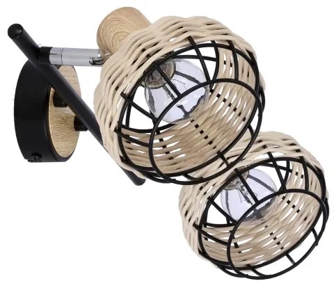 Faretto TAJGA 2xE14/40W/230V rattan/nero