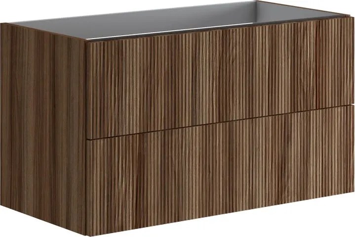 Cassettiera Opera con 2 cassetti, cannettato frassino scuro L89,5 H50 P45,5 cm