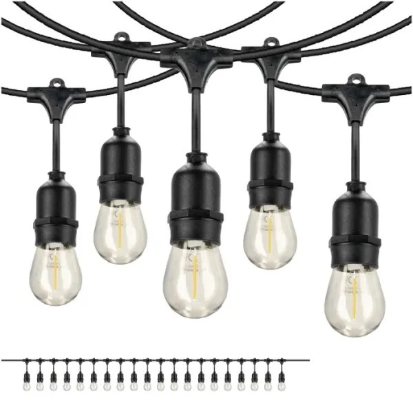 Catena decorativa da esterno LED BAJA ST64 20xE27/1W/230V 10,9m IP44 bianco caldo