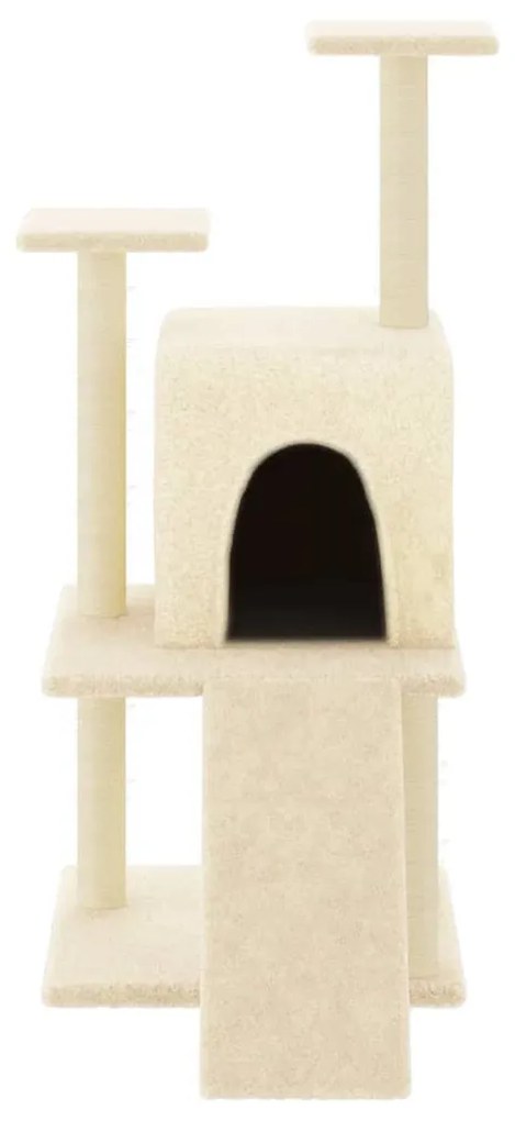 Albero per gatti con tiragraffi in sisal crema 110 cm