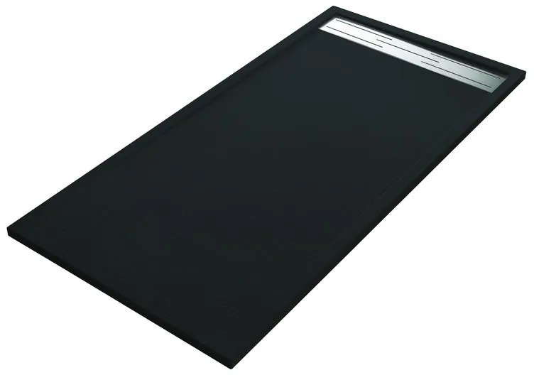 Piatto doccia SENSEA in resina Neo Metal Grid nero L 90 x L 160 x H 3.5 cm opaco effetto pietra