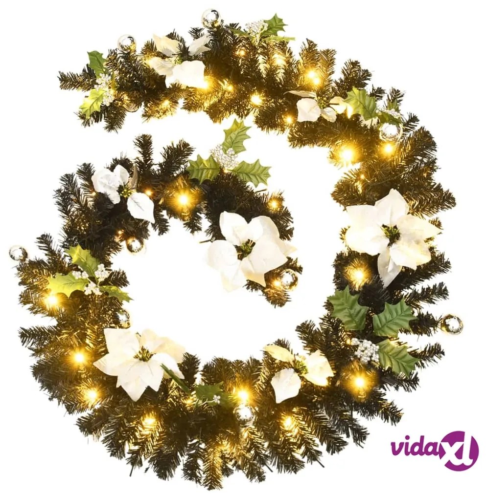 vidaXL Ghirlanda Natalizia con Luci a LED 2,7 m in PVC Nera