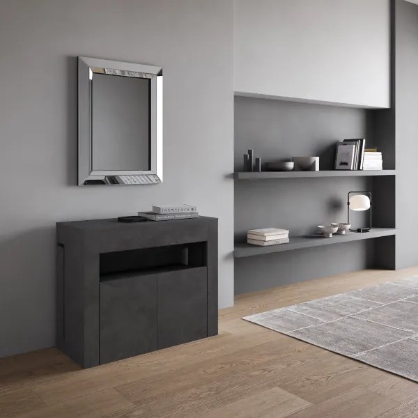 Consolle allungabile 90x42/302 cm ELIA con panca inferiore Antracite Spatolato