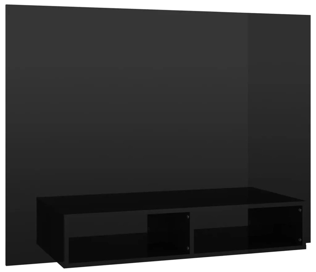 Mobile TV a Muro Nero Lucido 120x23,5x90 cm Legno Multistrato