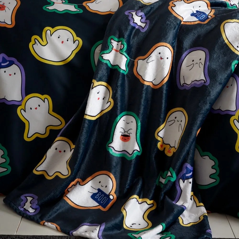 Coperta nera in micropile a tema Halloween 130x170 cm Halloween Ghosts – Catherine Lansfield