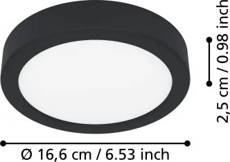 Eglo 901297-LED Plafoniera FUEVA LED/7,5W/230V 2700/4000/6500K Ø16,6 cm nera