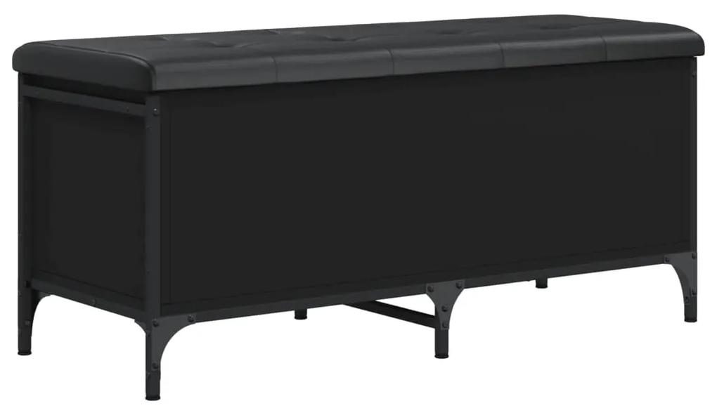 Panca portaoggetti nera 102x42x45 cm in legno multistrato