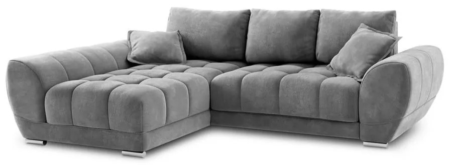 Divano letto angolare grigio con rivestimento in velluto, angolo sinistro Nuage - Windsor &amp; Co Sofas
