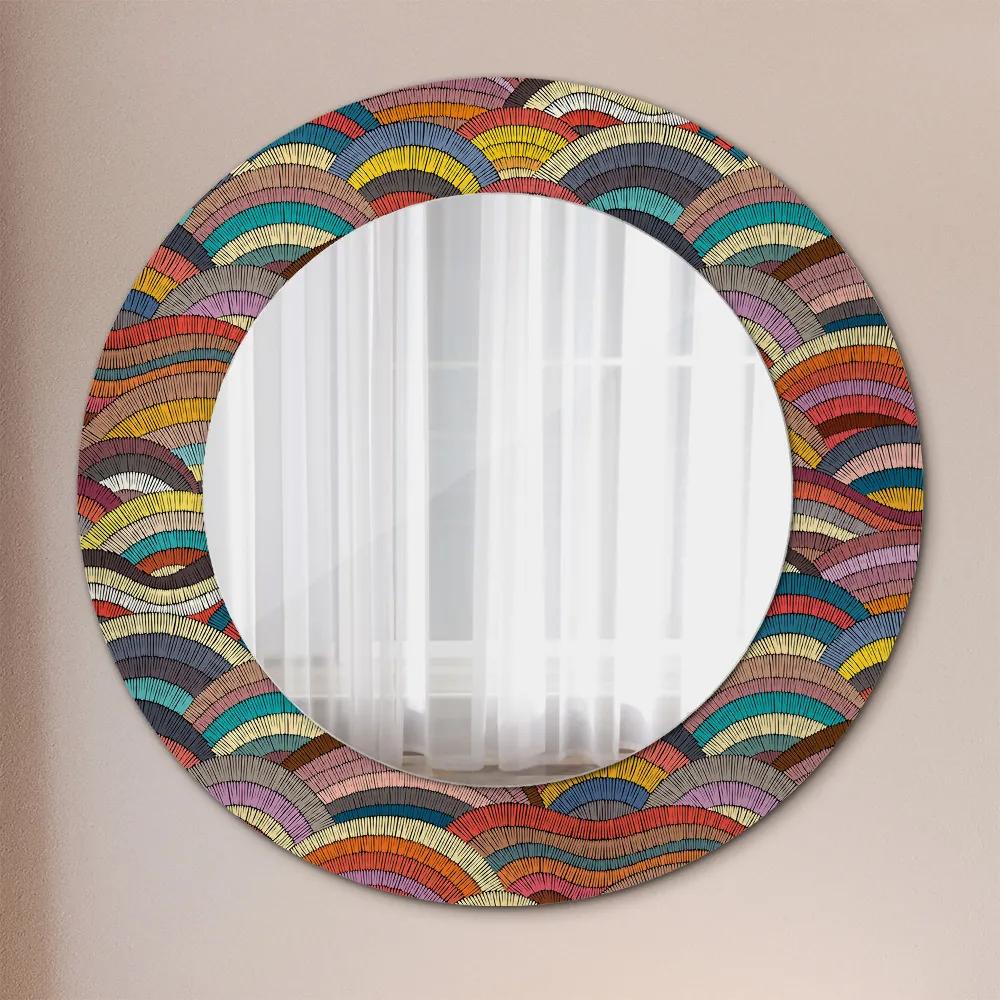 Specchio rotondo stampato Ornamento bohimico fi 50 cm