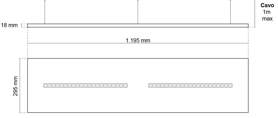 Pannello LED Sospeso 120x30 28W/36W/42W CCT CRI92 con driver Philips Colore Bianco Variabile CCT, Potenza 28W