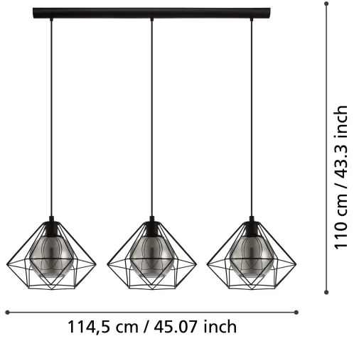 Eglo 43483 - Lampadario a sospensione con filo VERNHAM 3xE27/40W/230V