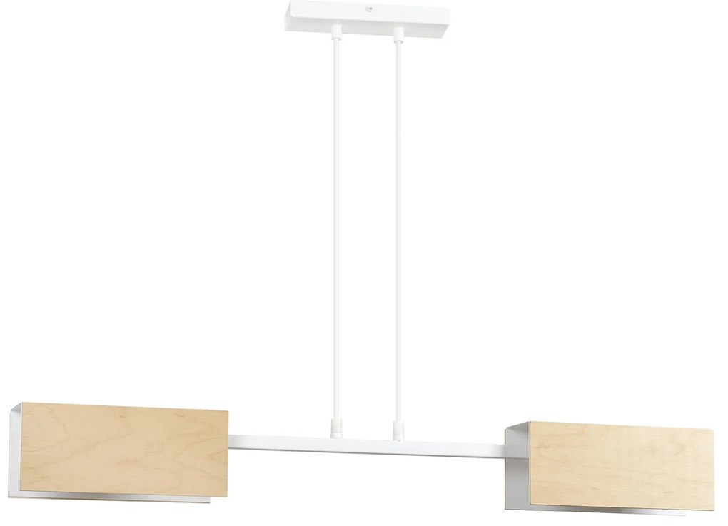 Lampadario Minimal Sarutahiko Acciaio Bianco 2 Luci E27 Ip20