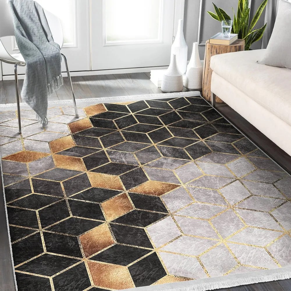 Tappeto in grigio-oro 160x230 cm Optic - Mila Home