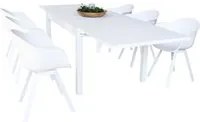 DEREK - set tavolo da giardino con sedie in alluminio cm 135/270x90x75 h