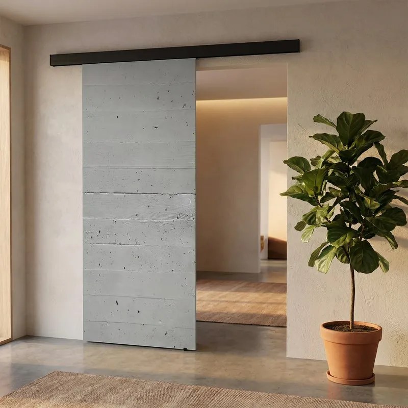 Porta scorrevole sinistra Cemento in vetro grigio, L 88 x H 215 cm, con binario Meli