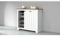 Scarpiera Dcigarin, Porta scarpe salvaspazio a 3 ante, Armadio multifunzione da ingresso, 114x42h100 cm, Bianco e Rovere