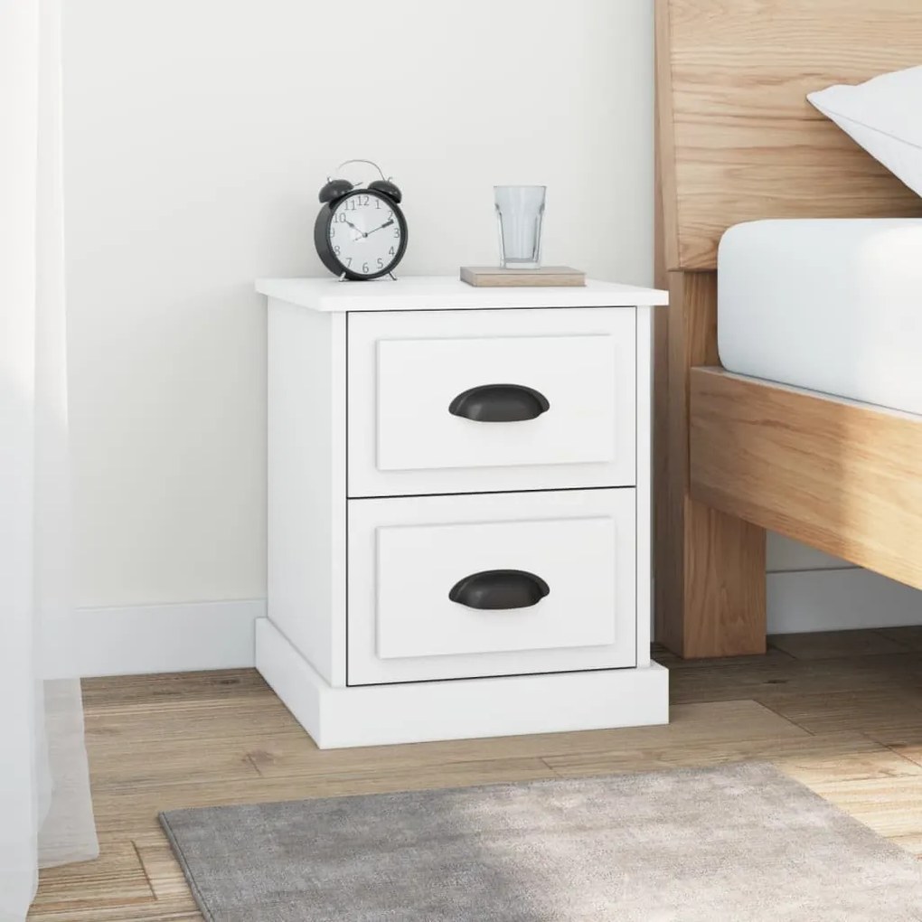 Comodini 2 Pz Bianchi 39x39x47,5 Cm İn Legno Multistrato /