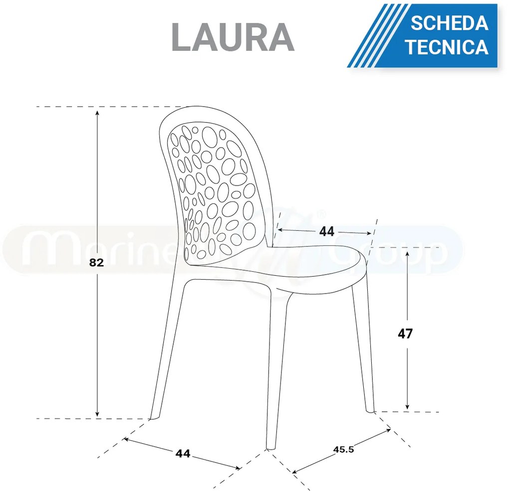 Sedia in polipropilene petrolio LAURA (4 pz)