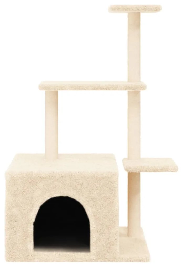 Albero per gatti con tiragraffi in sisal crema 110 cm