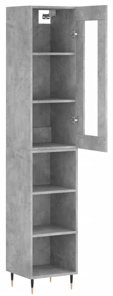 Credenza grigio cemento 34,5x34x180 cm in legno multistrato