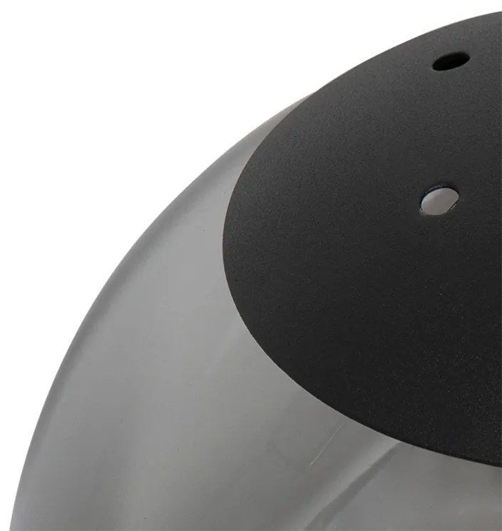 Lampadario Art Déco nero e vetro fumé 3 luci - Pallon