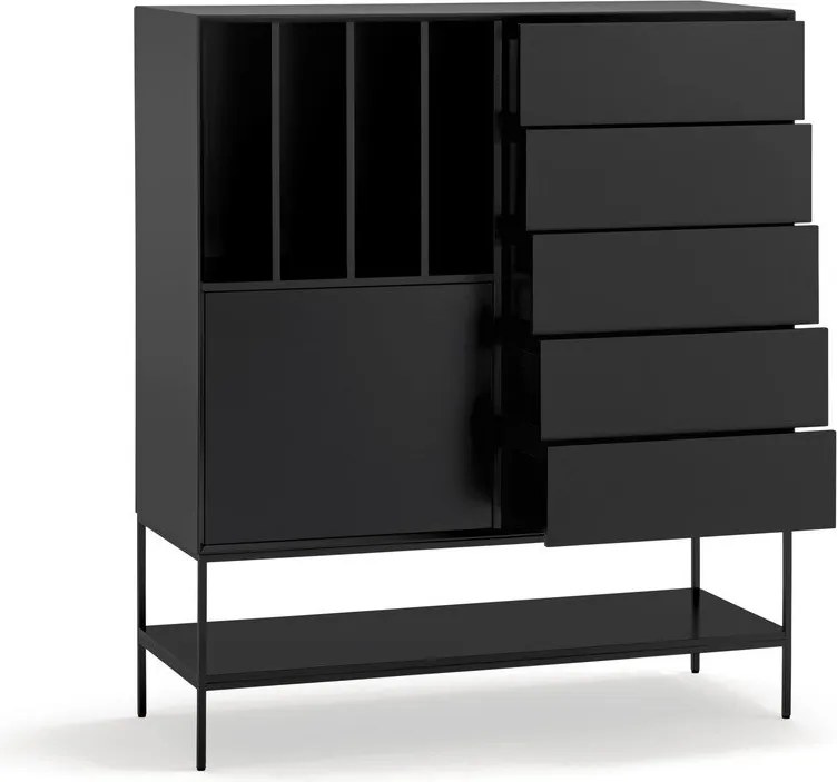 Armadietto nero 120x140x45 cm Platt – Teulat