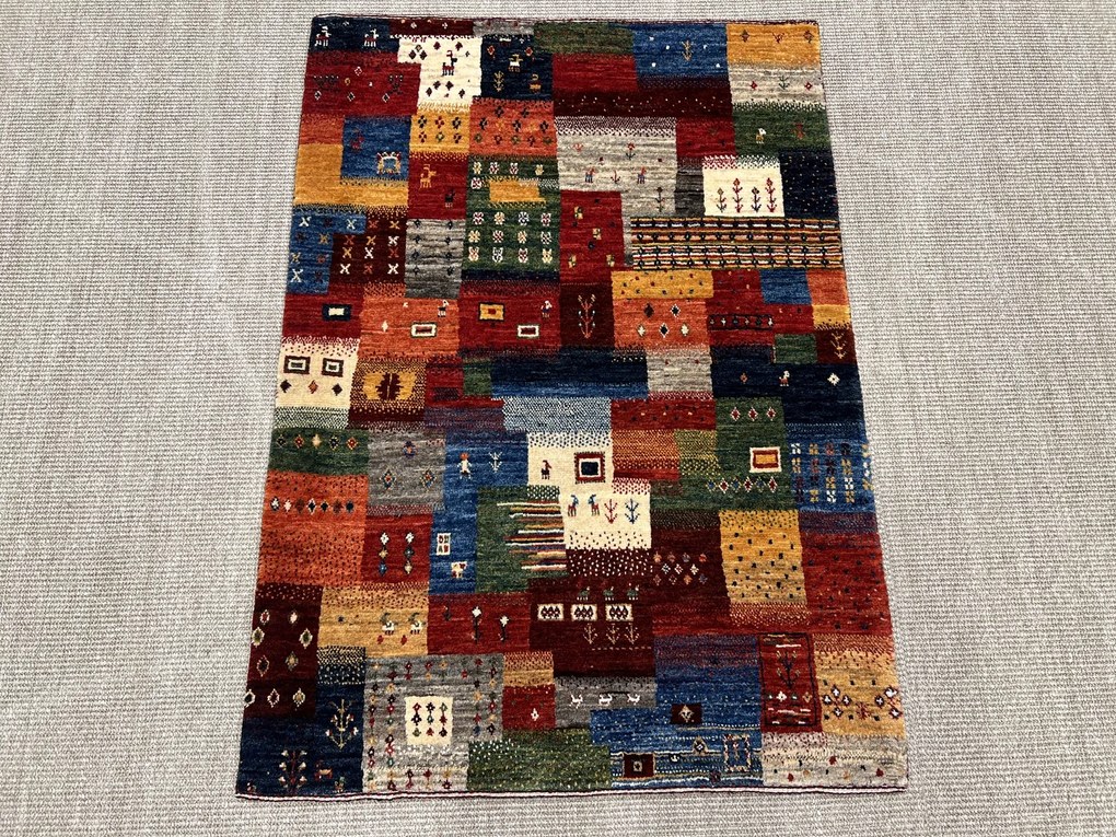 Loribaft Tappeto 90 x 120 Rosso (Iran) Annodato A Mano
