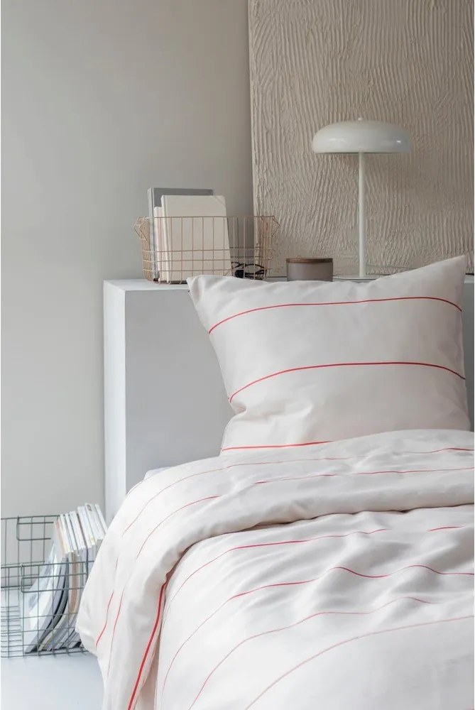 Biancheria da letto singola in cotone satin rosso e beige 140x200 cm Align - Mette Ditmer Denmark