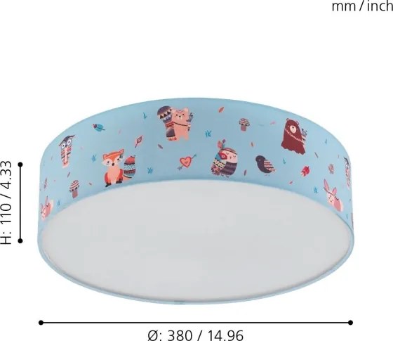 Eglo 97575 - Plafoniera per bambini RUFFO 2xE27/40W/230V