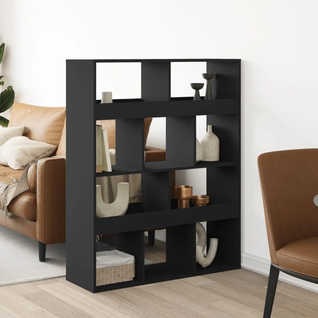 Divisorio Stanza Nero 100x33x125,5 Cm İn Truciolato /