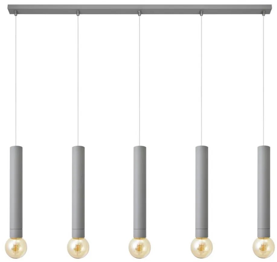 Lampadario a sospensione con filo TUBA 5xE27/15W/230V grigio
