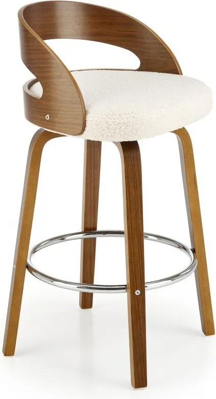 Sgabello da bar H110 in crema/noce