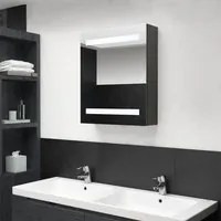 Armadietto Bagno con Specchio e LED Antracite 50x14x60 cm cod 10140