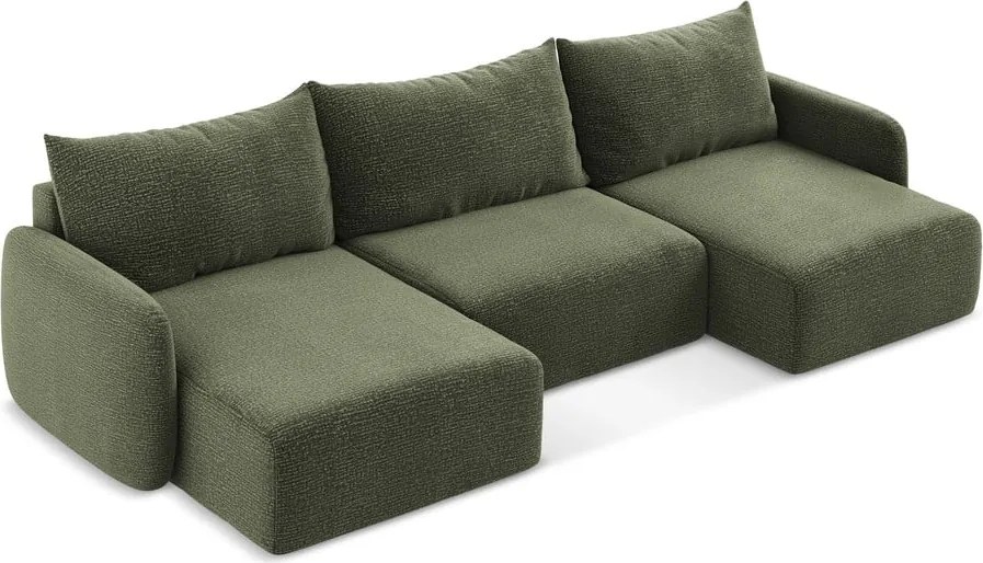 Divano angolare verde allungabile/con contenitore Kalena – Makamii