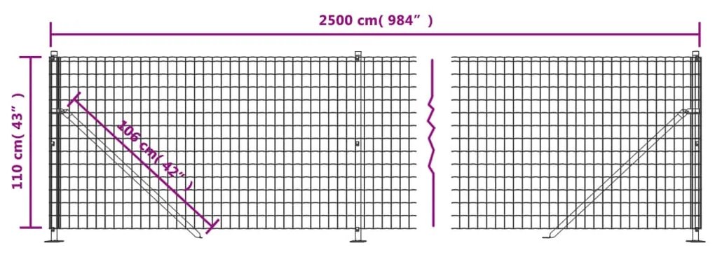 Recinzione Metallica con Flangia Antracite 1,1x25 m